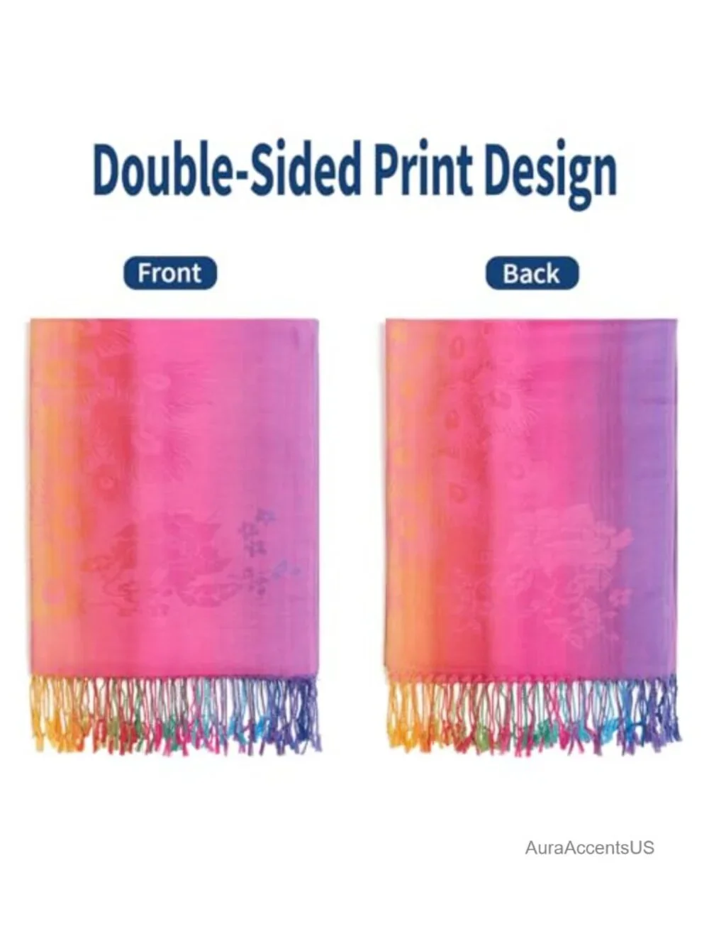 Reversible Paisley Pashmina Shawl Wrap Fringe Viscose Acrylic Silk